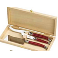 Jean Dubost 3 Piece Cheese Service Set w/ Rosewood Handles